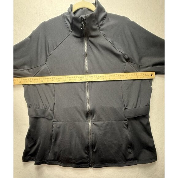 Fabletics Rosalia Performance Jacket Vented Sz 1X Black Activewear Thumbholes - Picture 8 of 9